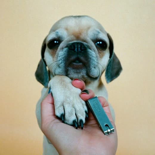 A dog's paw held for nail clipping